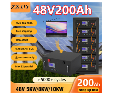 Paquete de baterías LiFePO4 de 48 V, 200 Ah y 100 Ah, 51,2 V y 10 kW